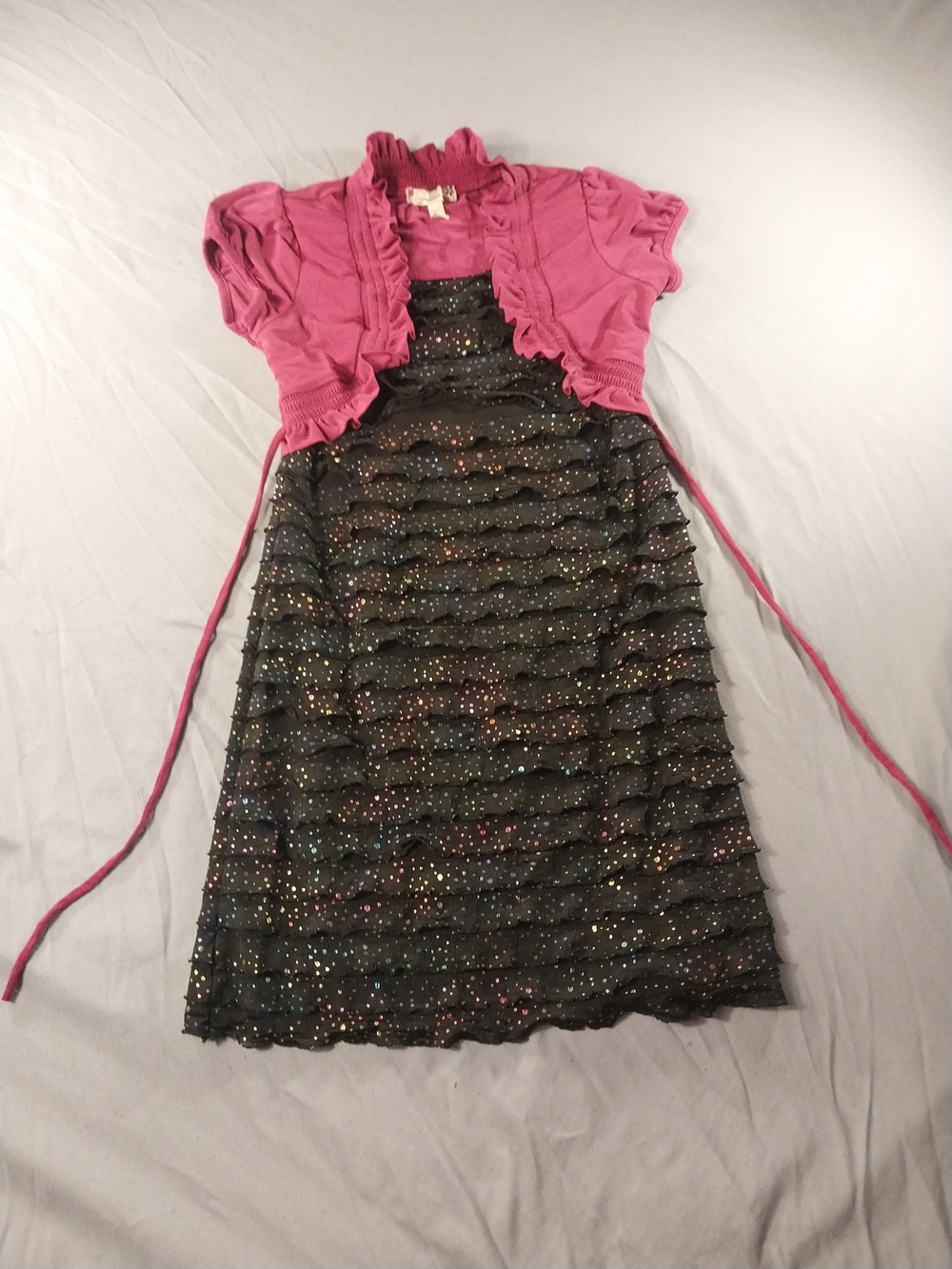 Speechless Girls Glitter Ruffled Bolero Dress. #031